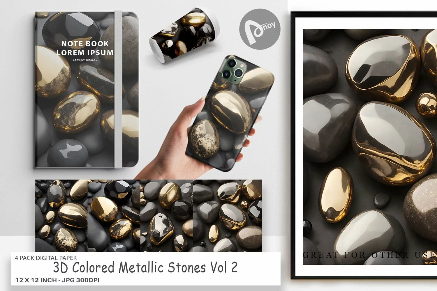 Digital Paper 3D Color Metallic Stones product image 1
