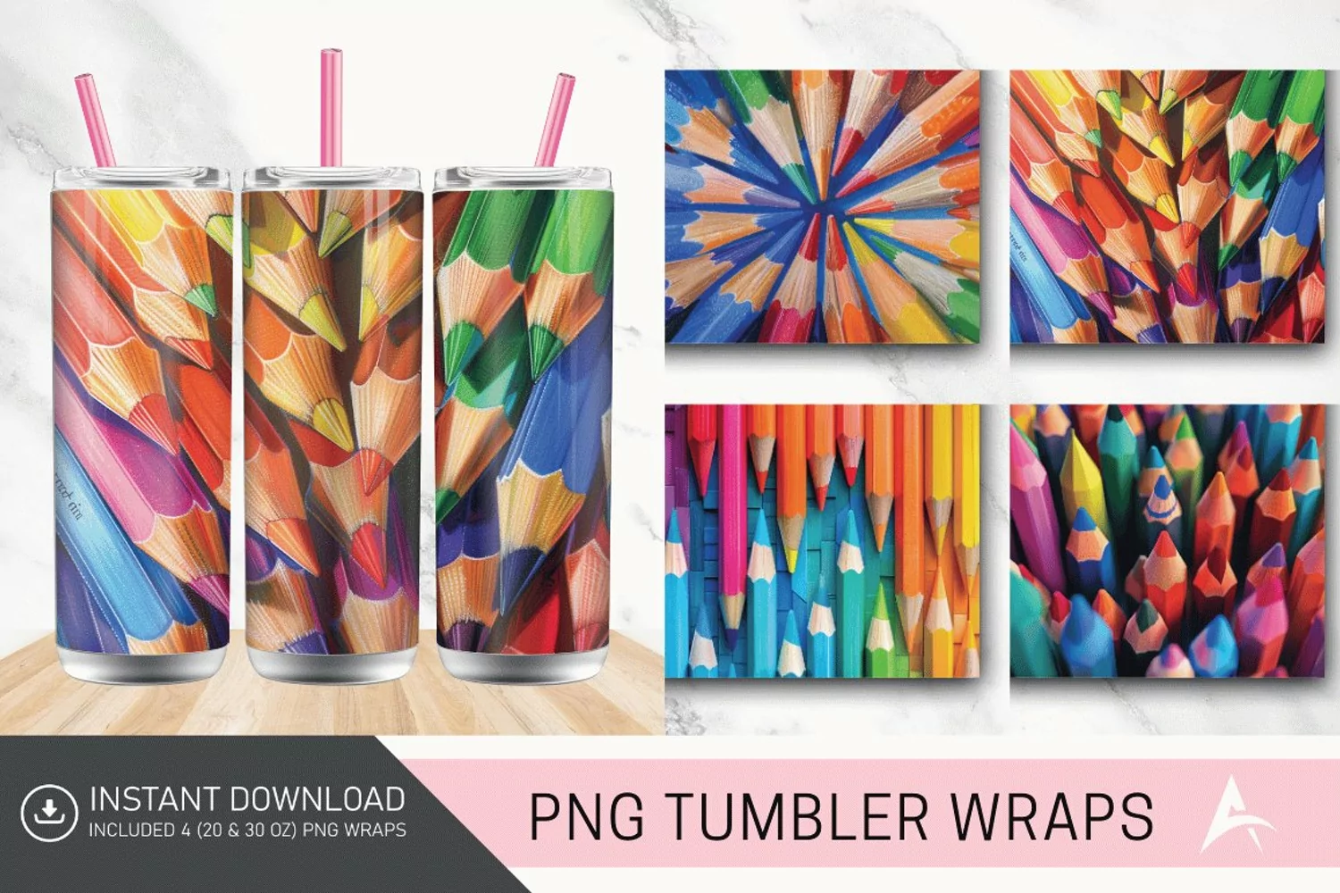 3D Colored Pencils Tumbler wrap product image 1