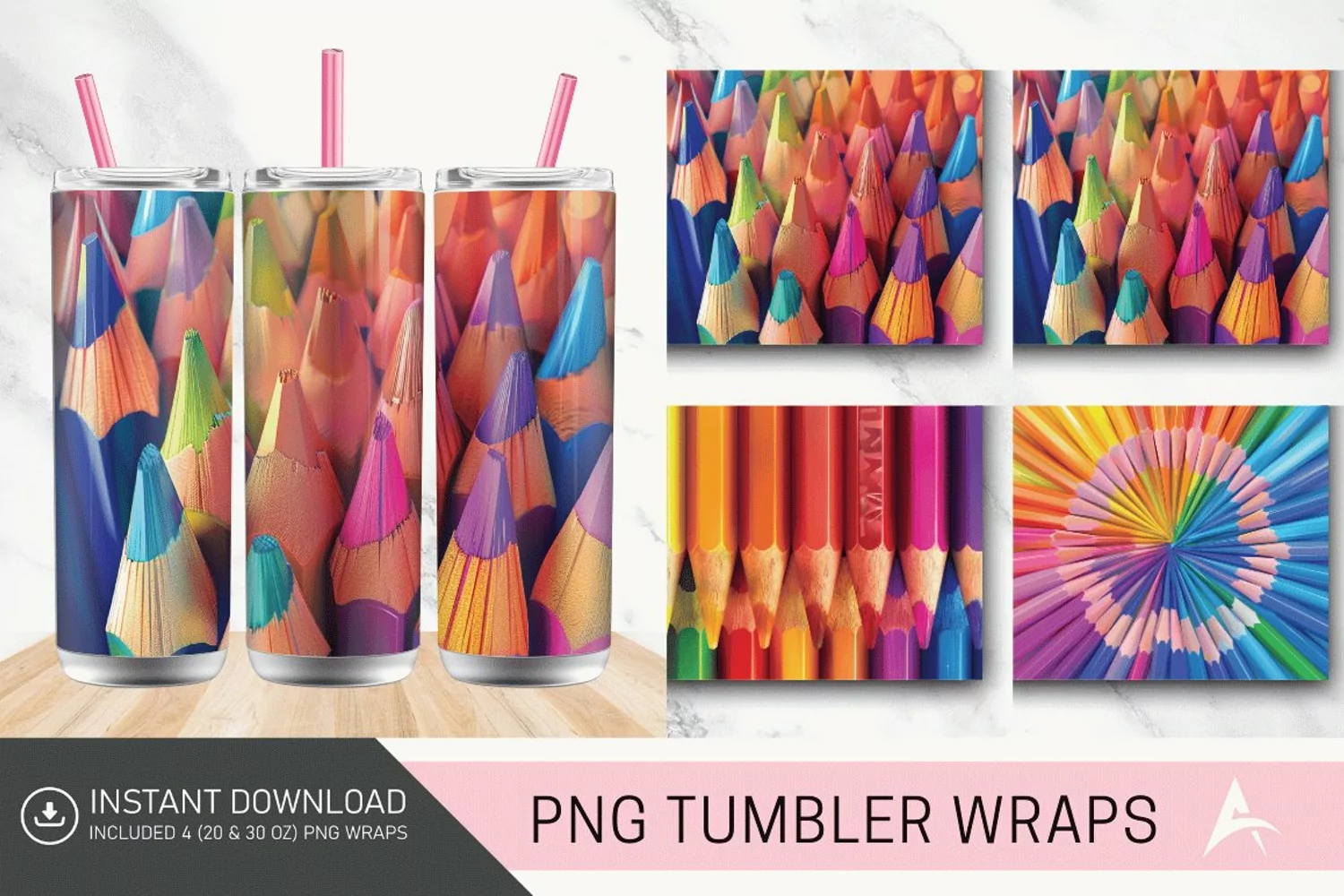 3D Colored Pencils Tumbler wrap product image 1