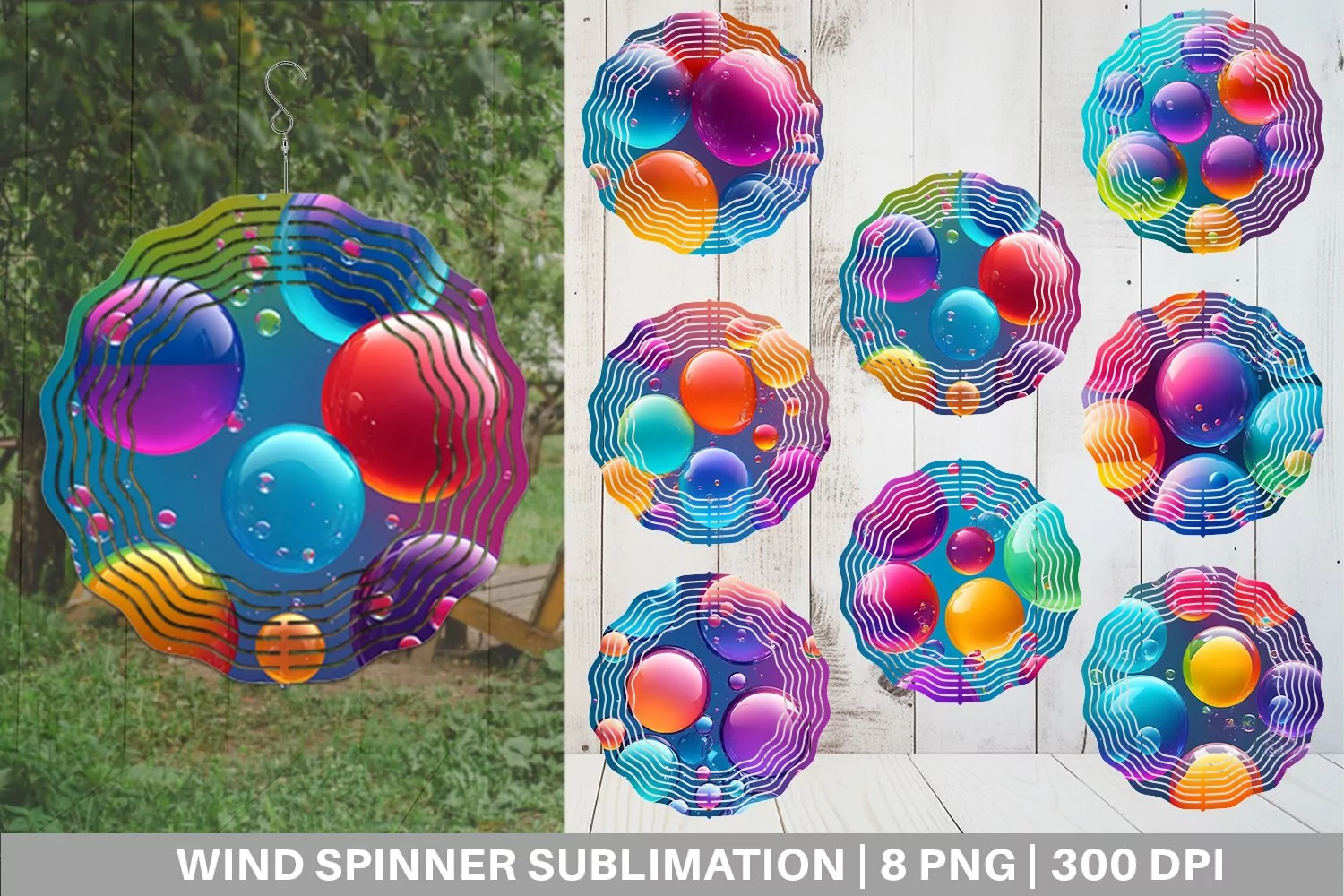 Wind Spinner 3D Colorful Bubble | Sublimation Spinner Design product image 1