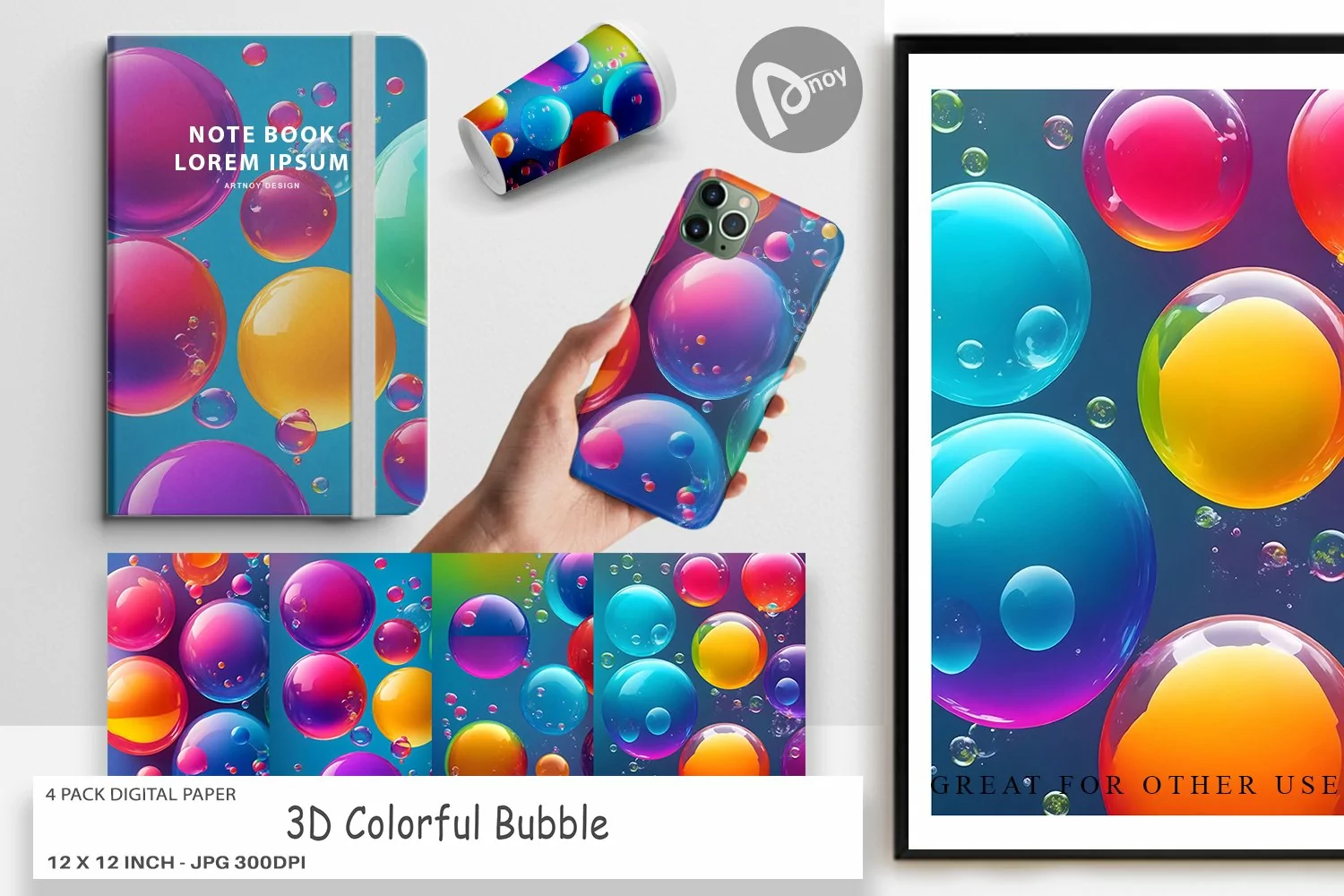 Digital Paper 3D Colorful Bubble product image 1
