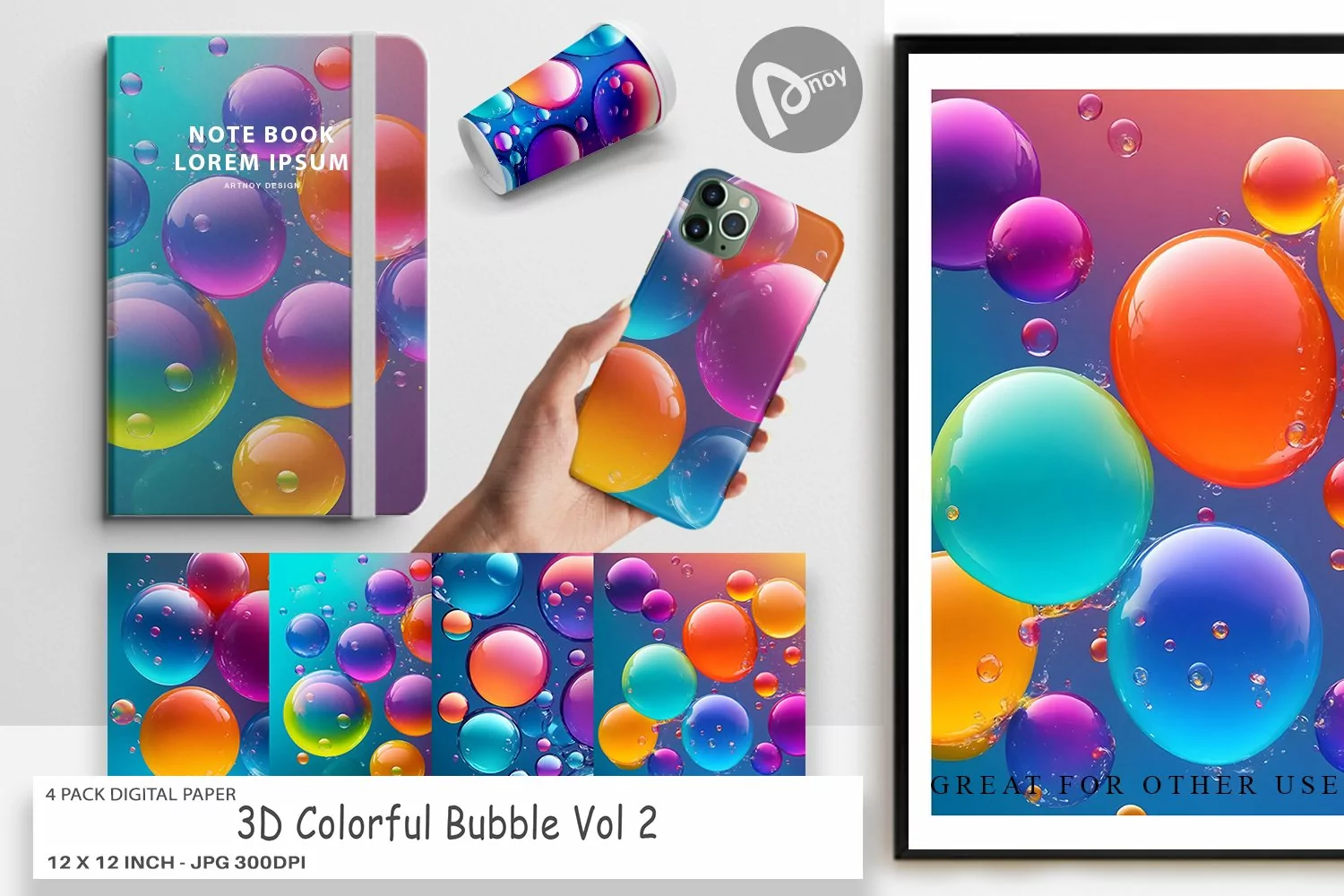 Digital Paper 3D Colorful Bubble product image 1