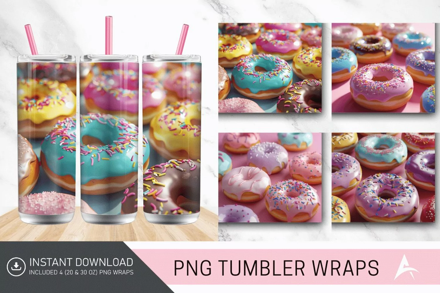 3D Colorful Donuts Tumbler Wrap product image 1