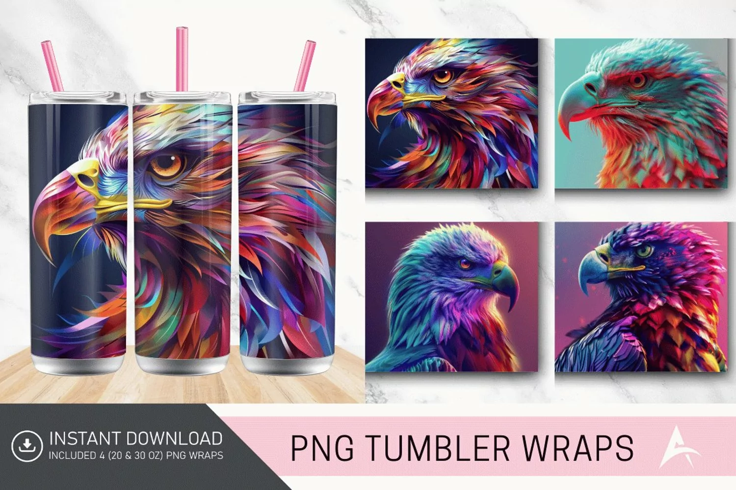 3D Colorful Eagle Tumbler Wrap product image 1