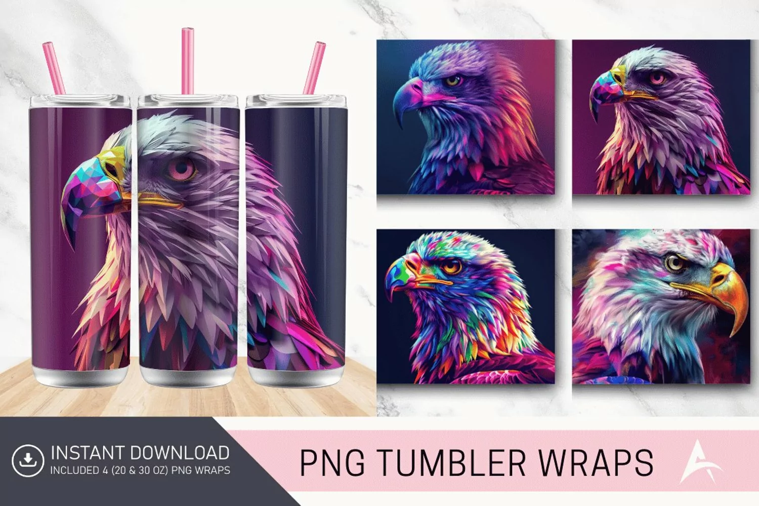 3D Colorful Eagle Tumbler Wrap product image 1