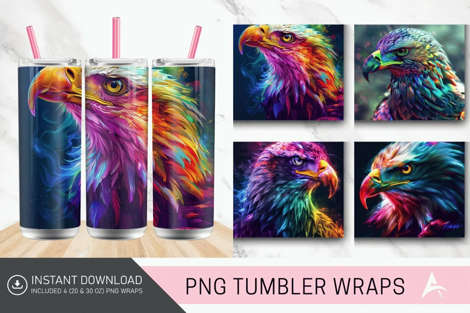 3D Colorful Eagle Tumbler Wrap product image 1