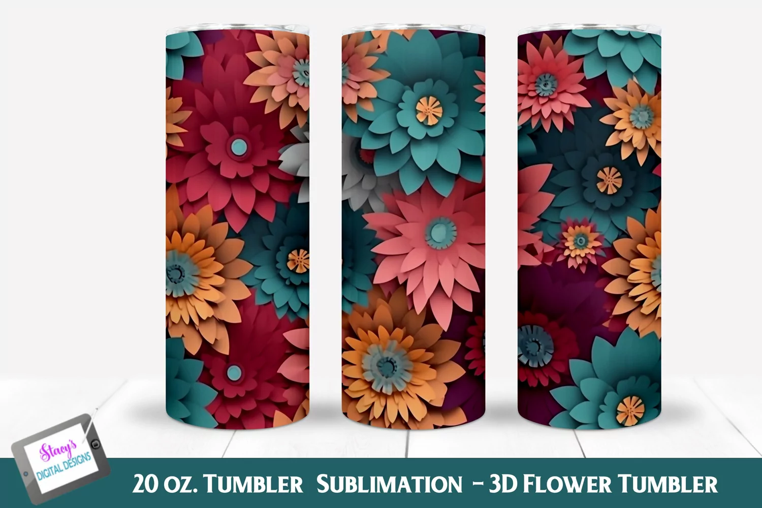 3D Flower Tumbler | Colorful Flowers| 20 oz. Skinny Tumbler product image 1