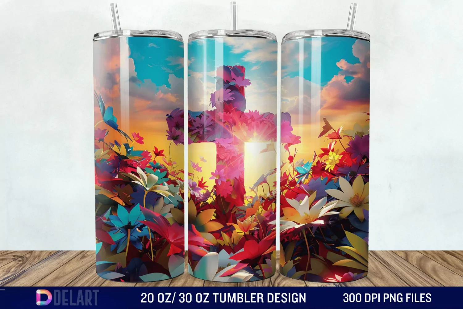 3D Colorful He is Risen Christian Tumbler Wrap product image 1