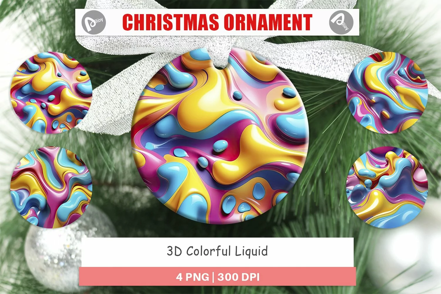 Christmas Ornaments 3D Colorful Liquid product image 1