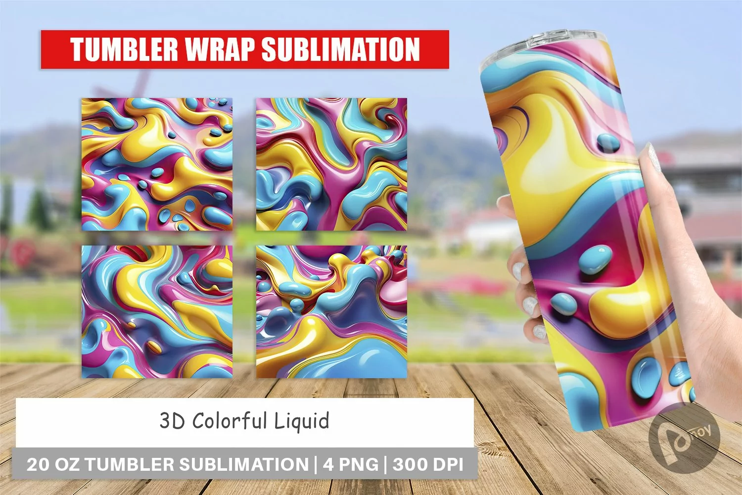 Tumbler Wrap 3D Colorful Liquid product image 1