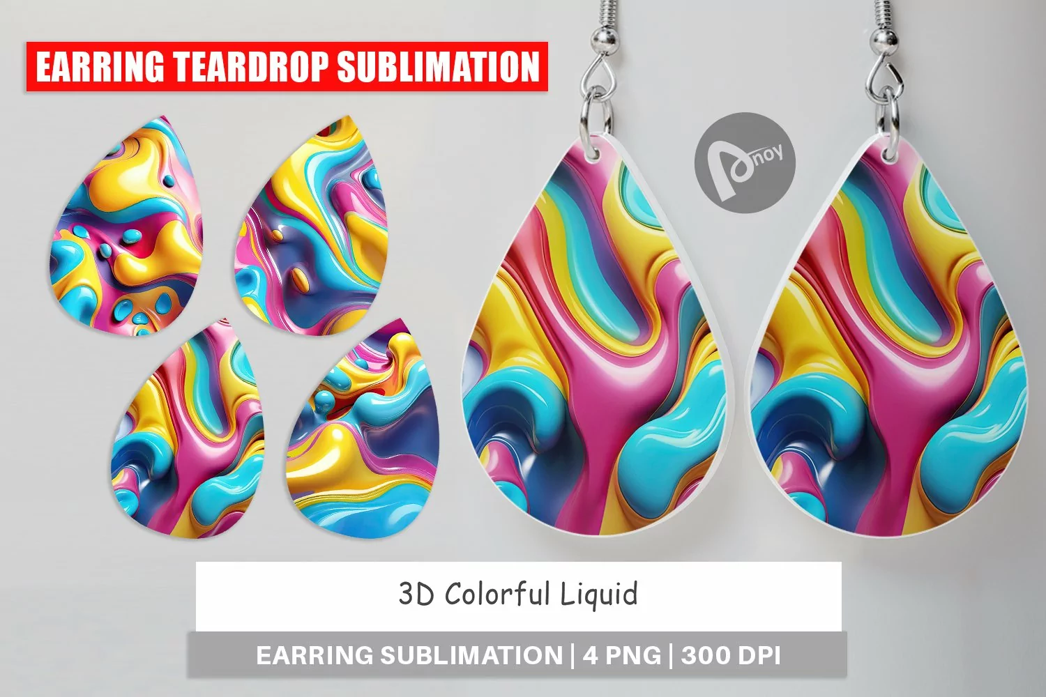 Earring Teardrop 3D Colorful Liquid product image 1