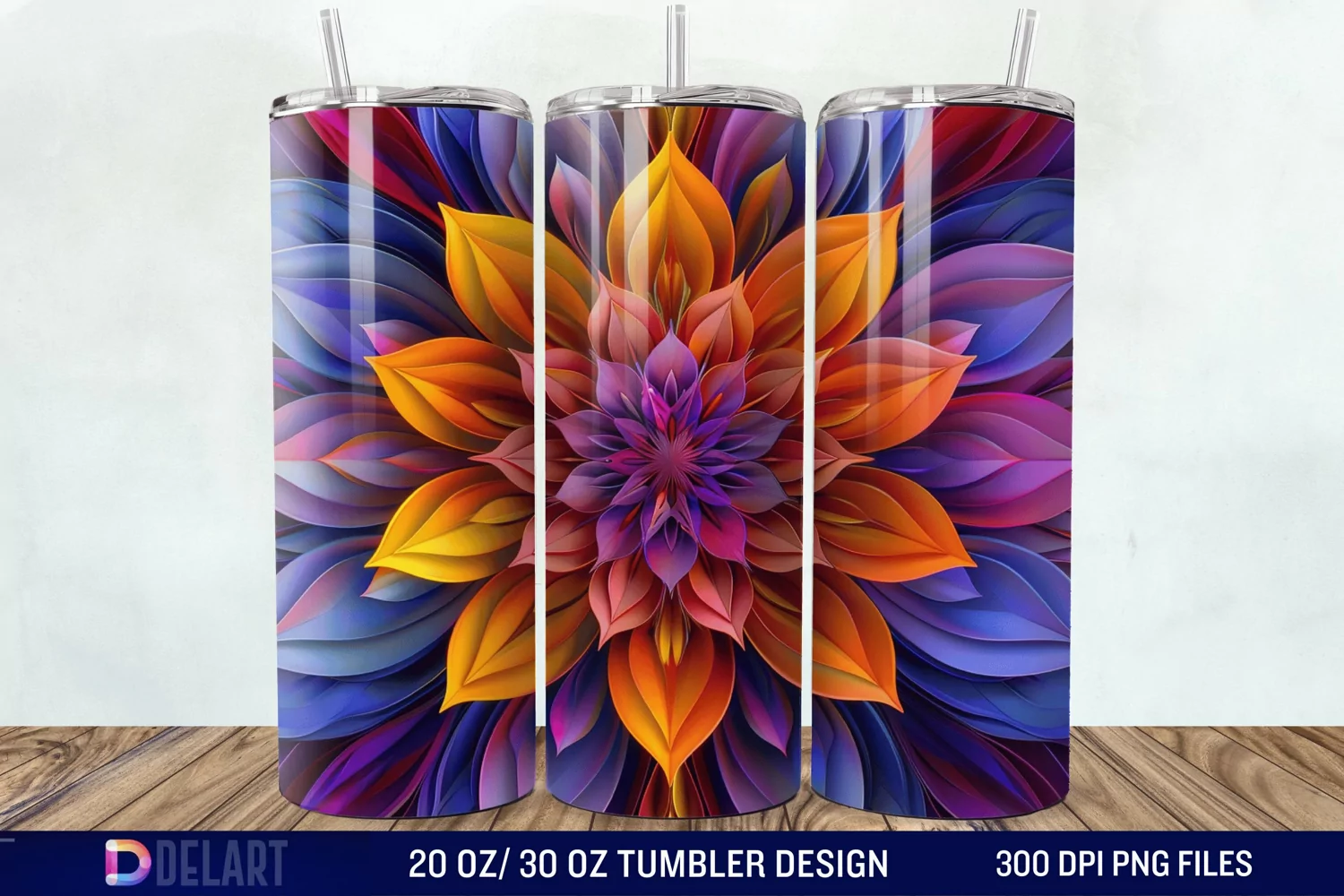 3D Colorful Mandala Flower Tumbler Wrap product image 1