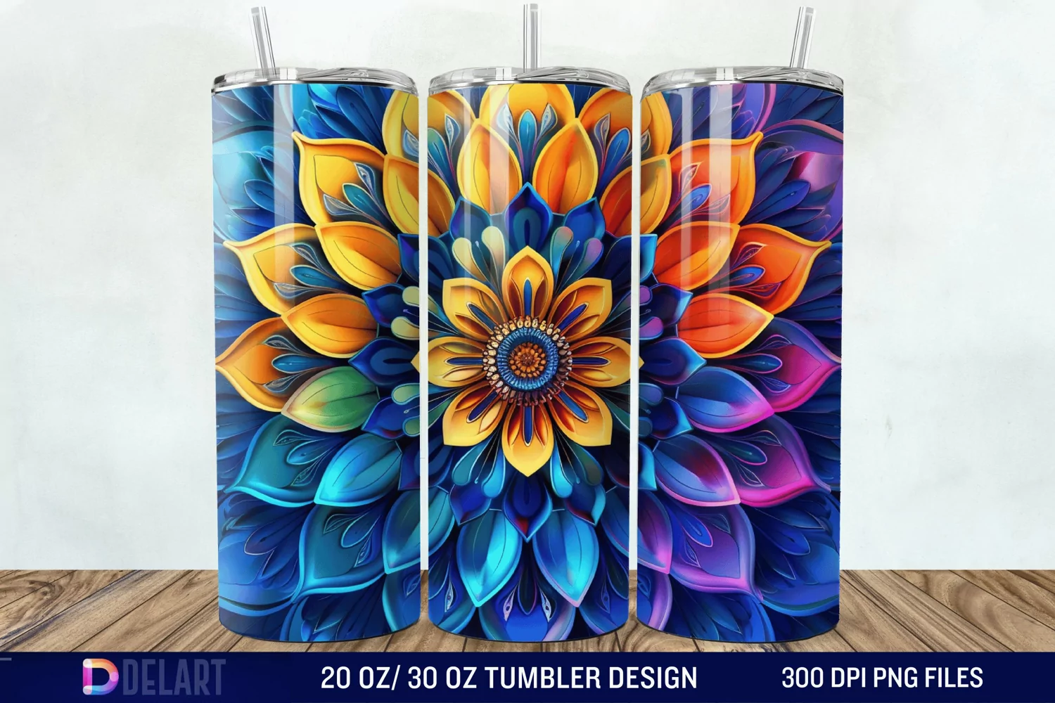 3D Colorful Mandala Flower Tumbler Wrap product image 1