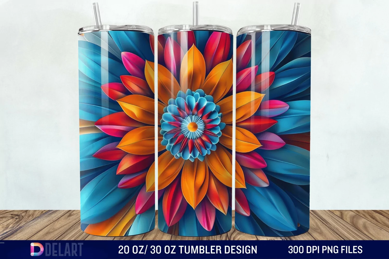 3D Colorful Mandala Flower Tumbler Wrap product image 1