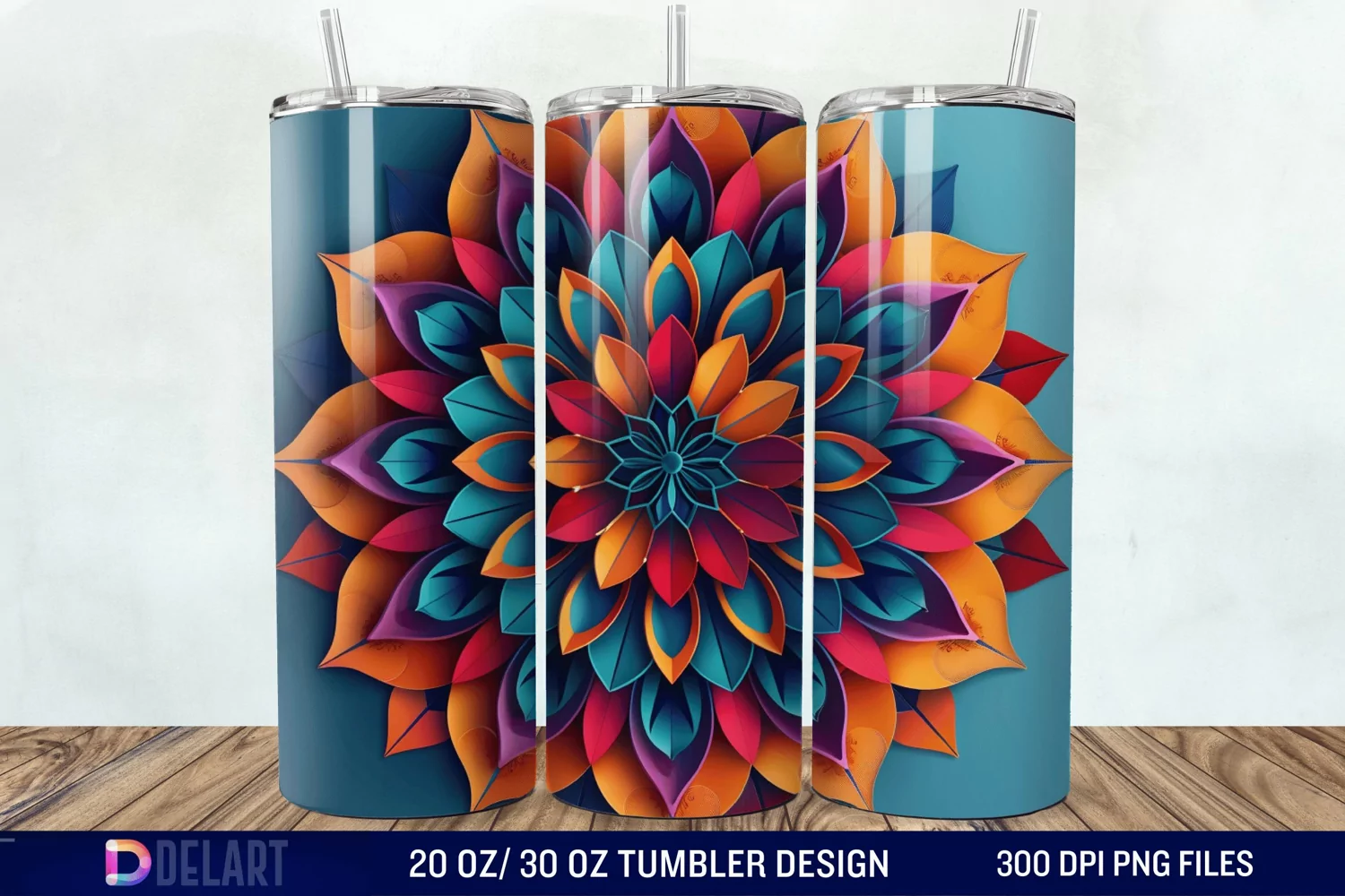 3D Colorful Mandala Flower Tumbler Wrap product image 1