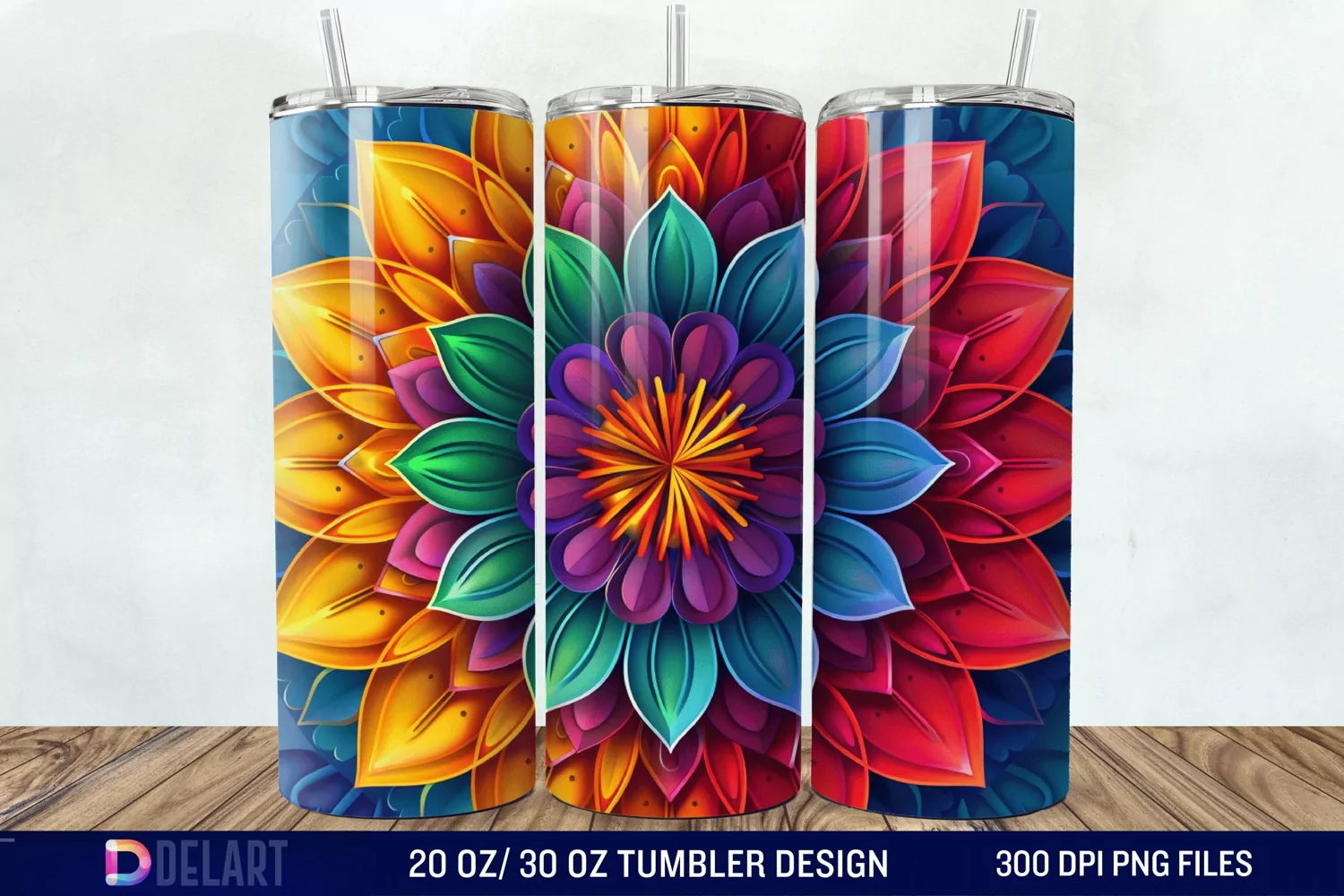 3D Colorful Mandala Flower Tumbler Wrap product image 1
