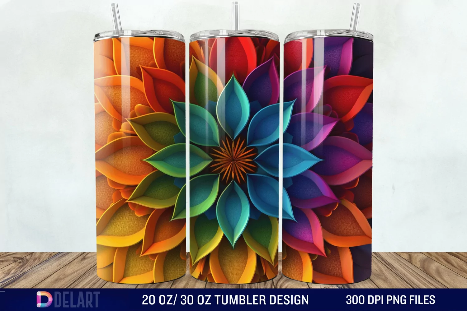 3D Colorful Mandala Flower Tumbler Wrap product image 1