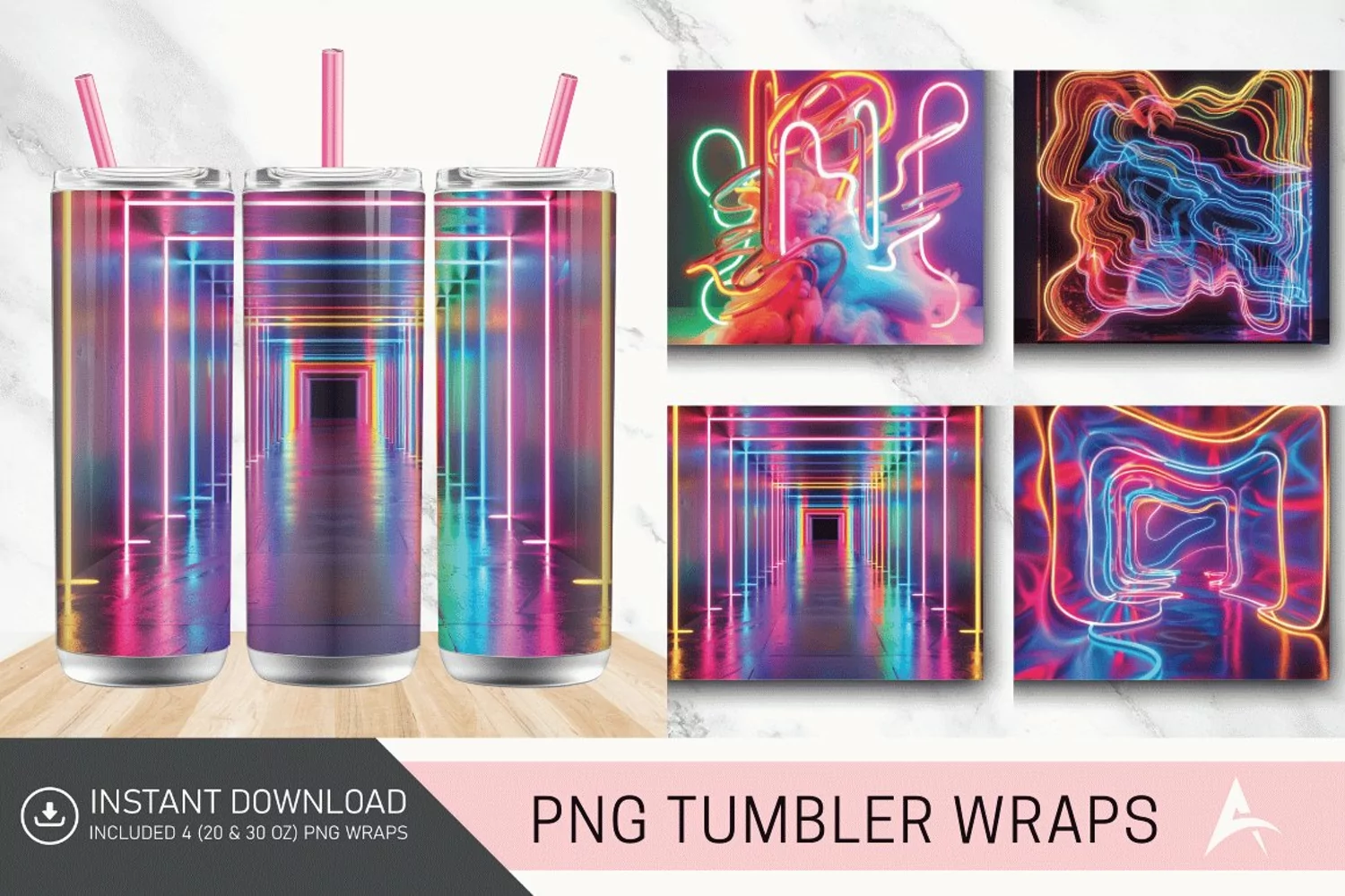 3D Colorful Neon Tumbler Wrap product image 1