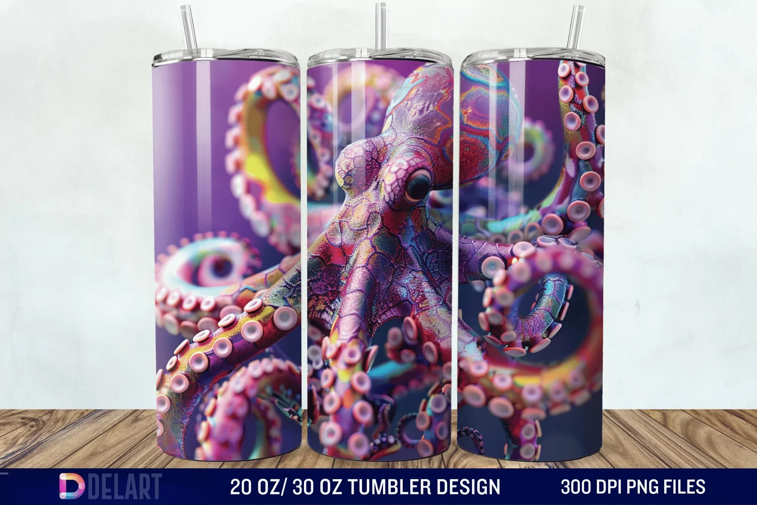 3D Colorful Octopus Tumbler Wrap product image 1