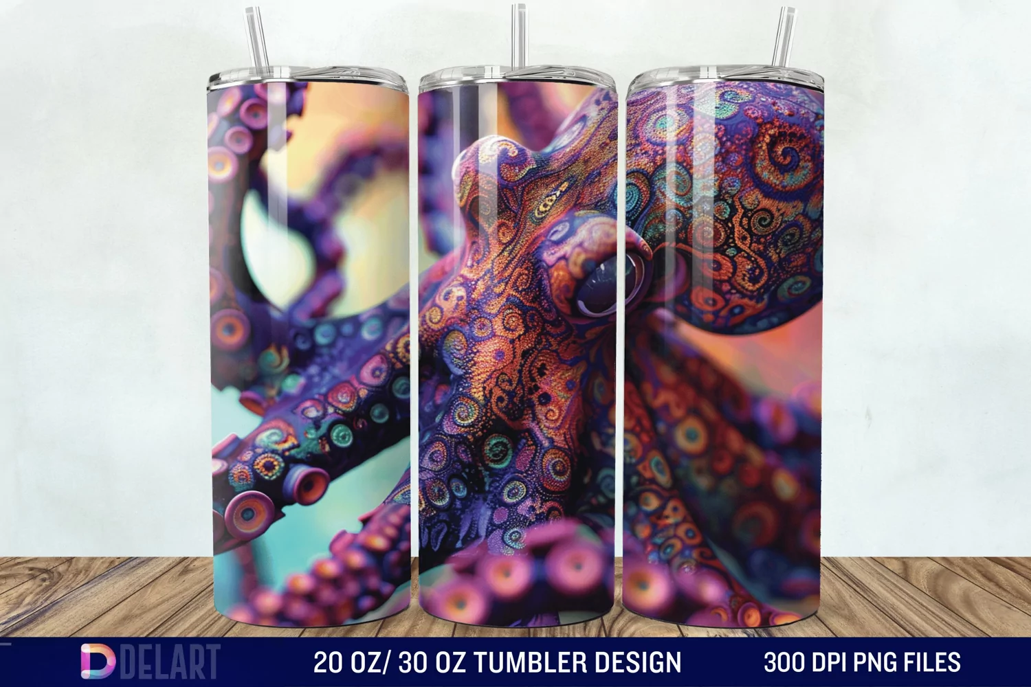 3D Colorful Octopus Tumbler Wrap product image 1