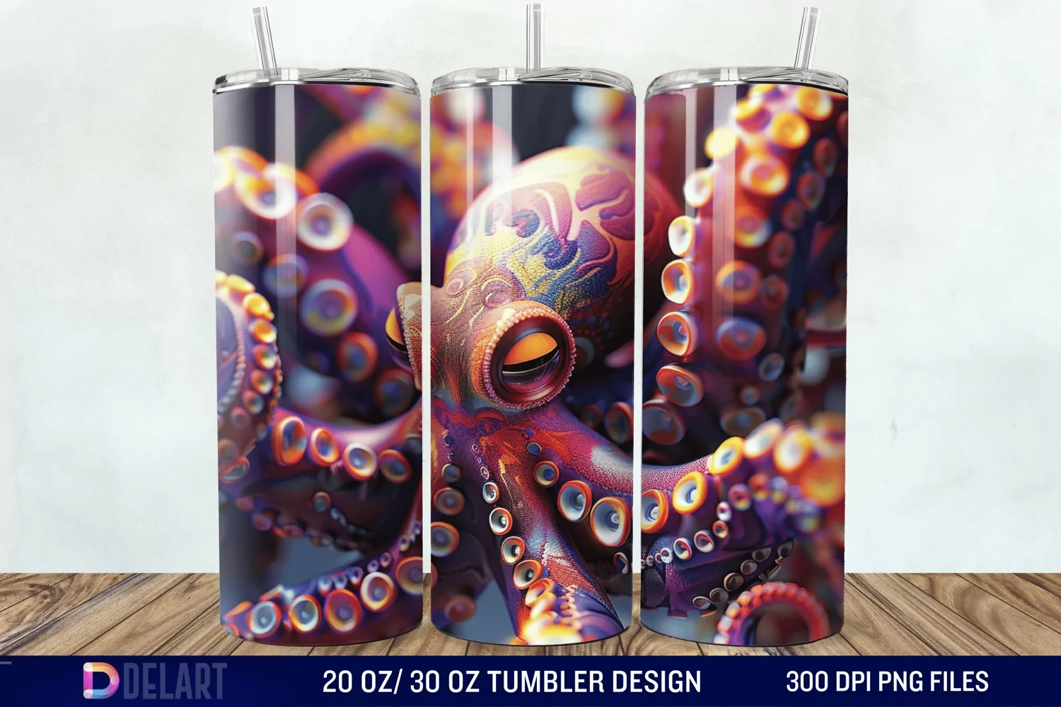 3D Colorful Octopus Tumbler Wrap product image 1