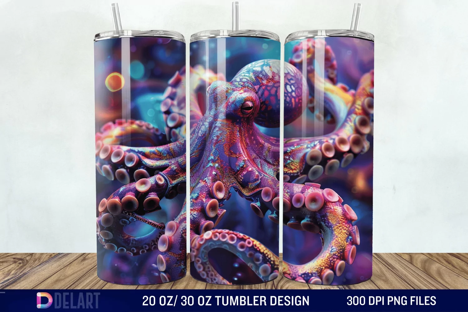3D Colorful Octopus Tumbler Wrap product image 1