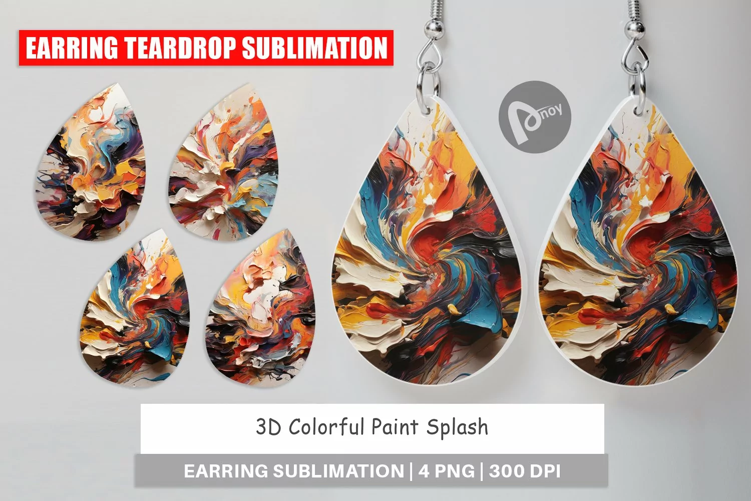 Earring Teardrop 3D Paint Splashes product image 1