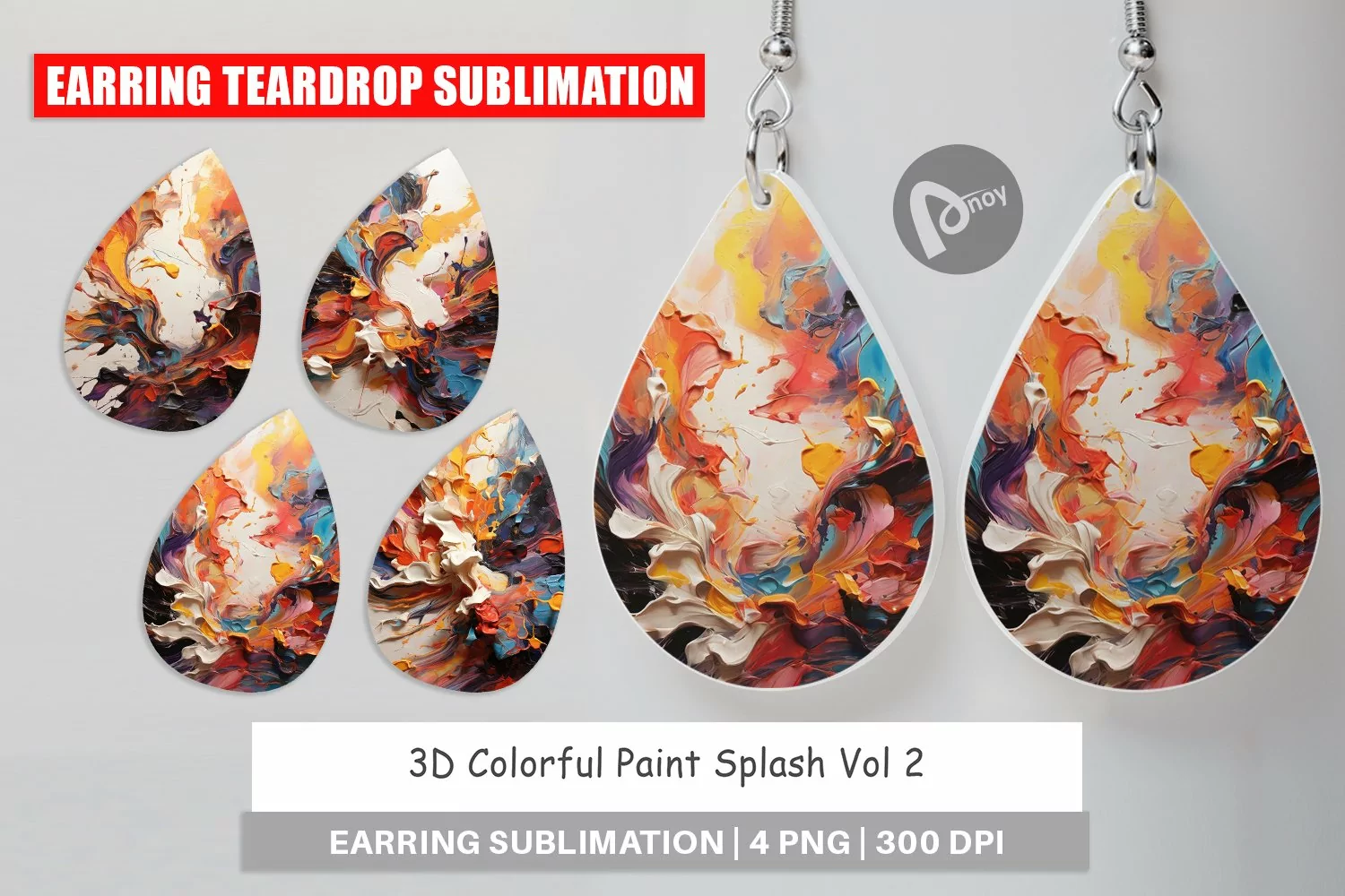 Earring Teardrop 3D Paint Splashes product image 1