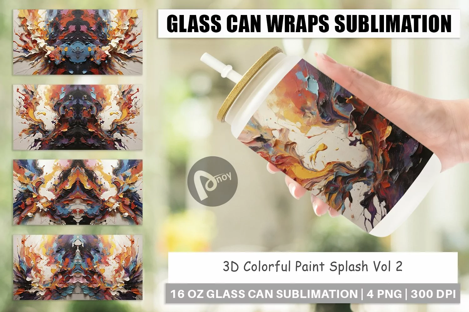 Glass Can Wraps 3D Paint Splashes product image 1