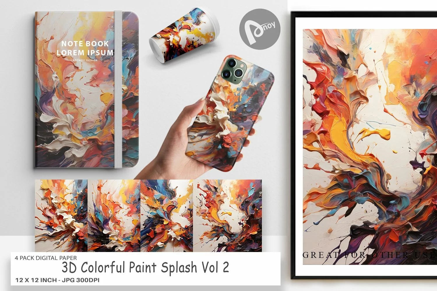 Digital Paper 3D Paint Splashes product image 1