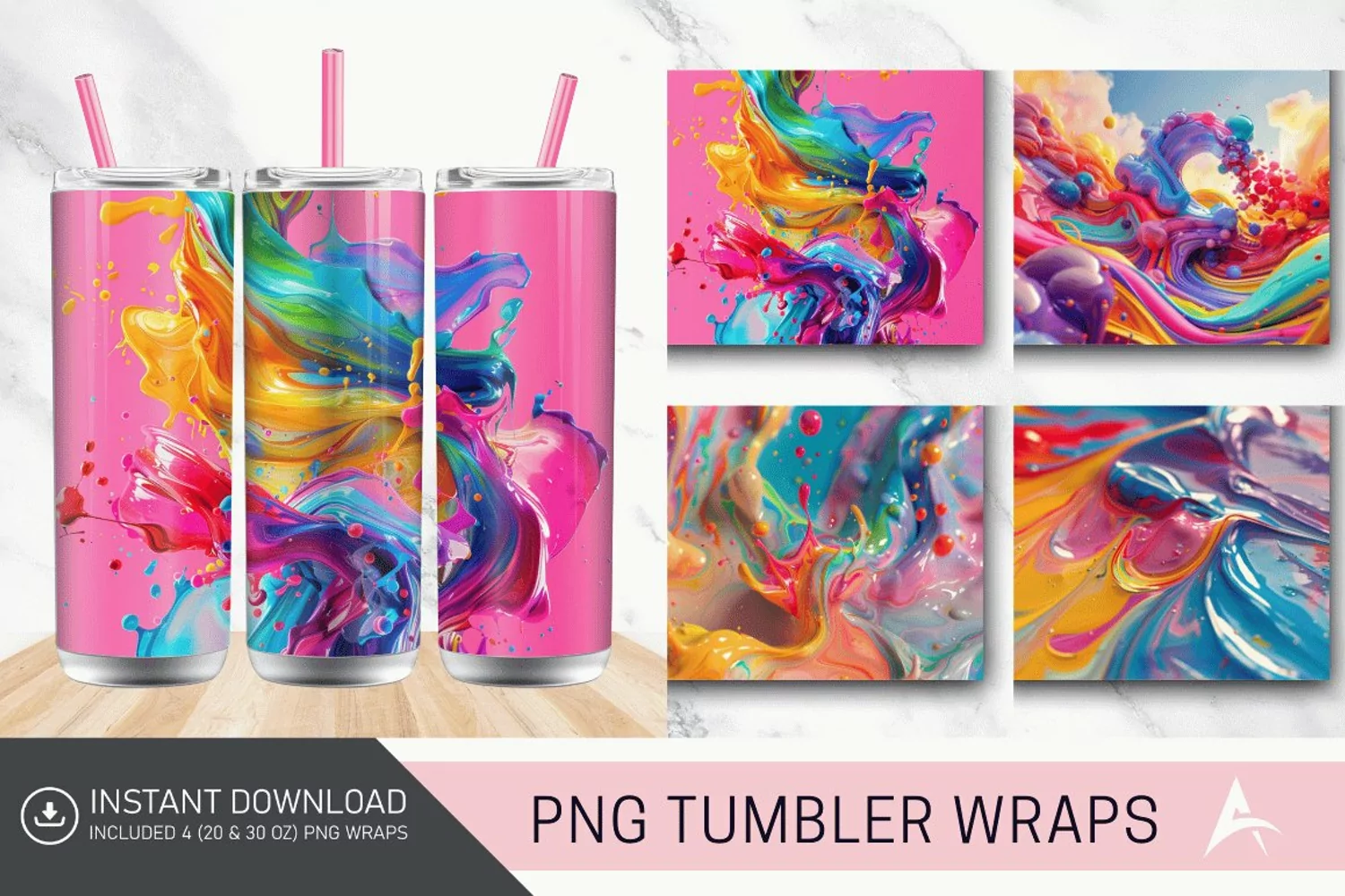 3D Colorful Paint Tumbler Wrap product image 1