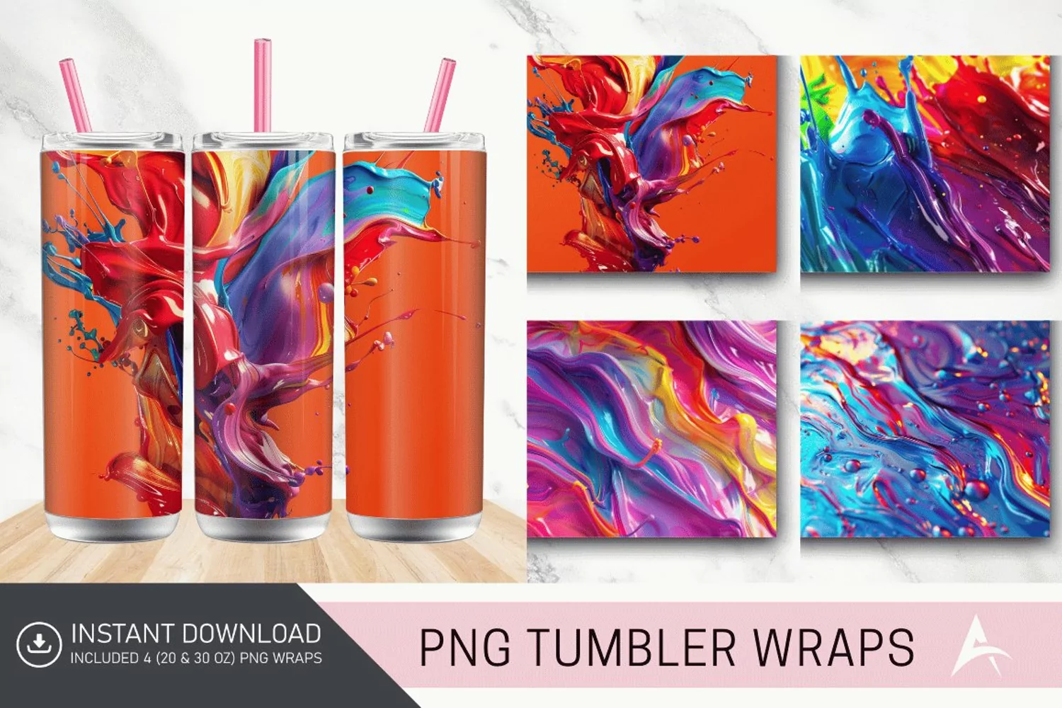 3D Colorful Paint Tumbler Wrap product image 1