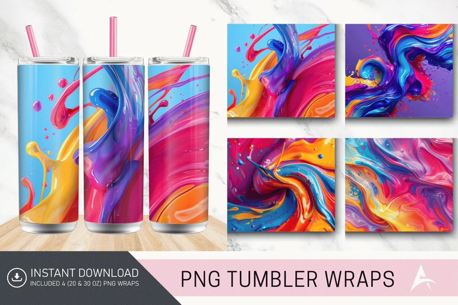 3D Colorful Paint Tumbler Wrap product image 1