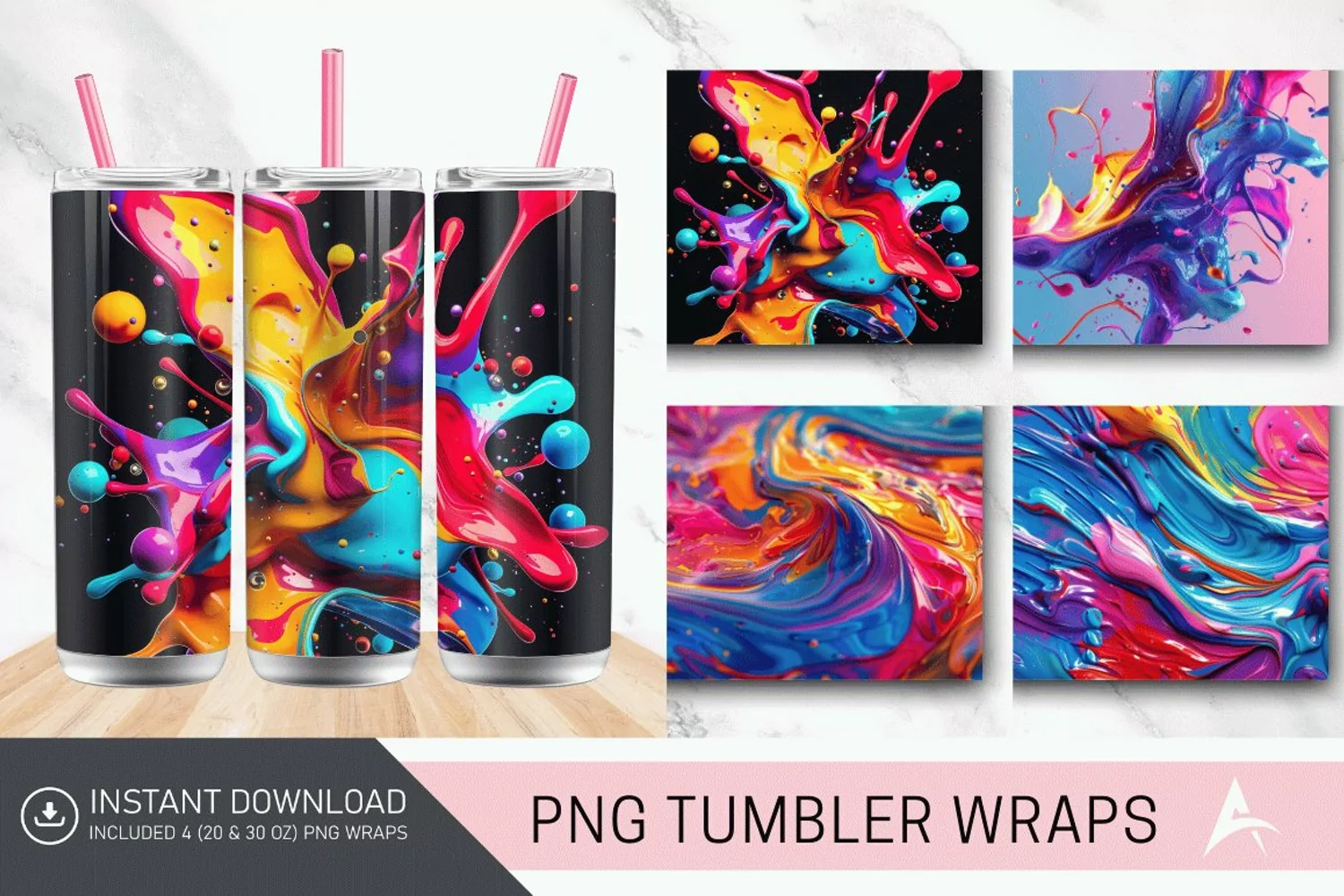 3D Colorful Paint Tumbler Wrap product image 1