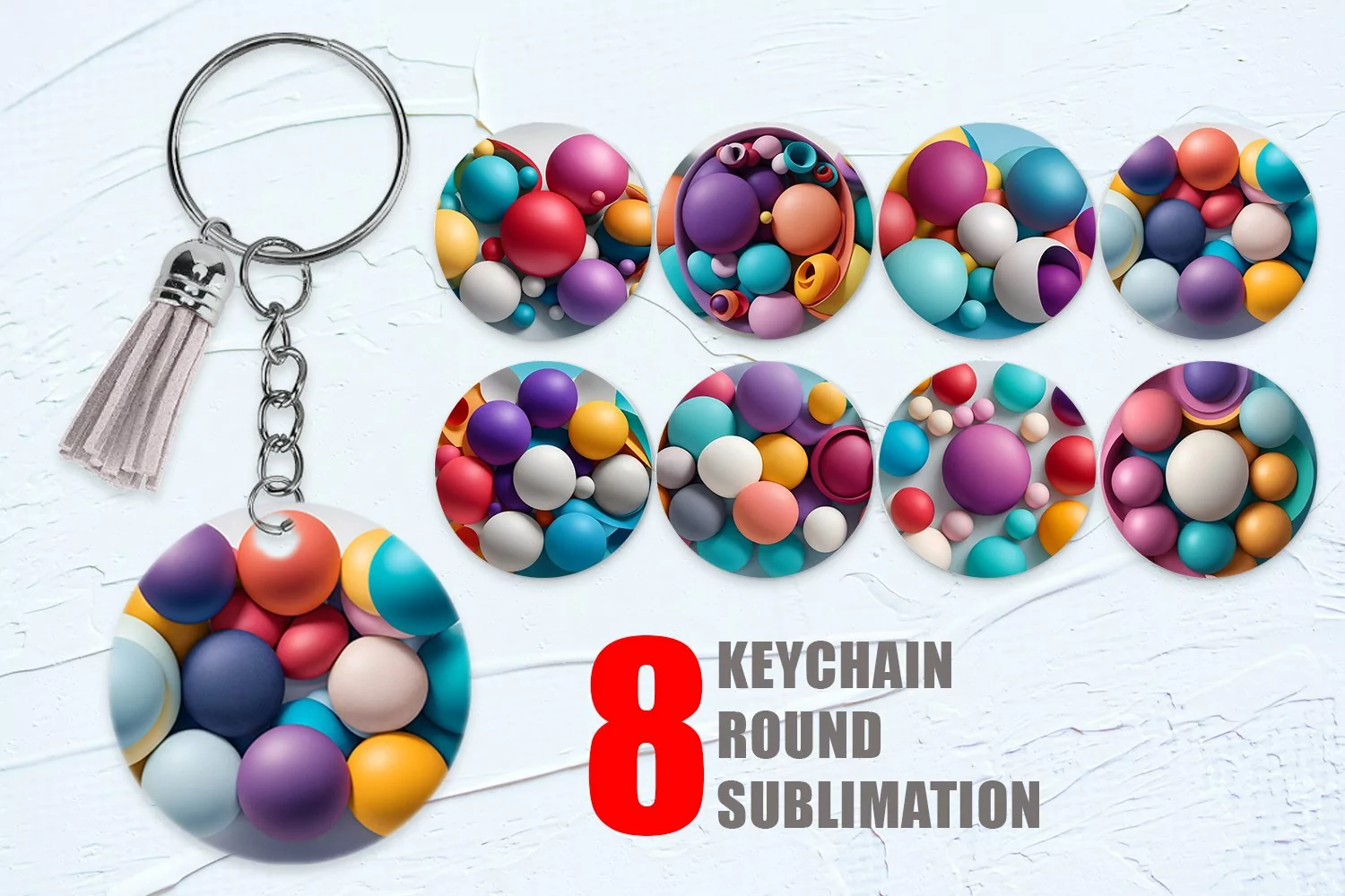Keychain 3D Colorful Round Shape | Keyring product image 1