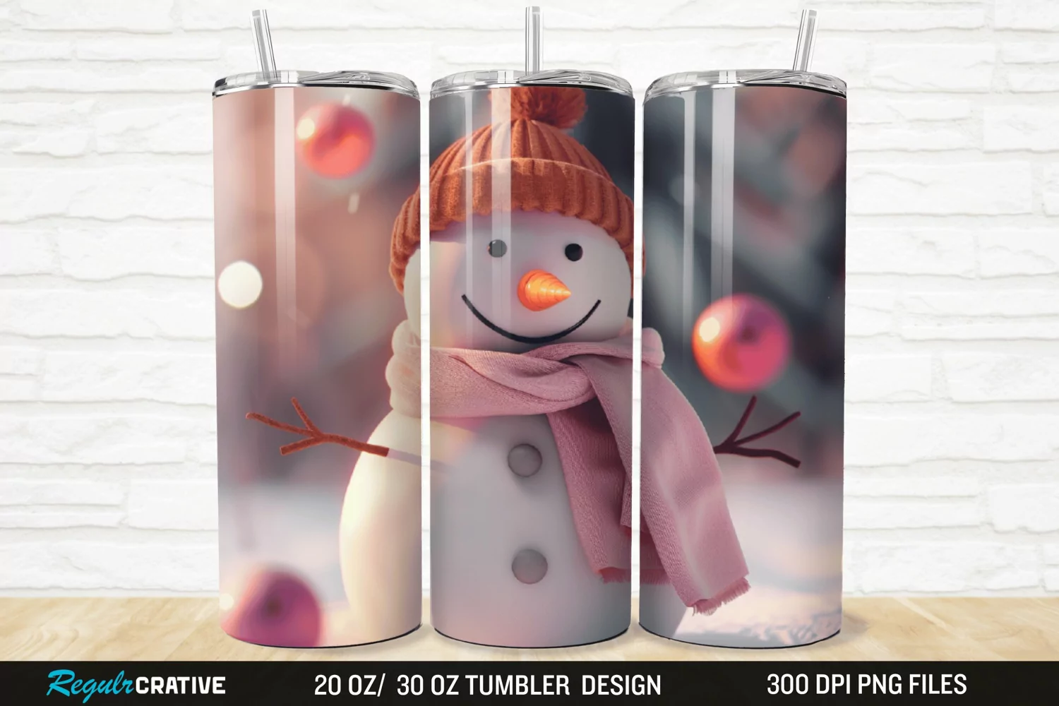 3D Cute Snowman 20/30oz Skinny Tumbler product image 1