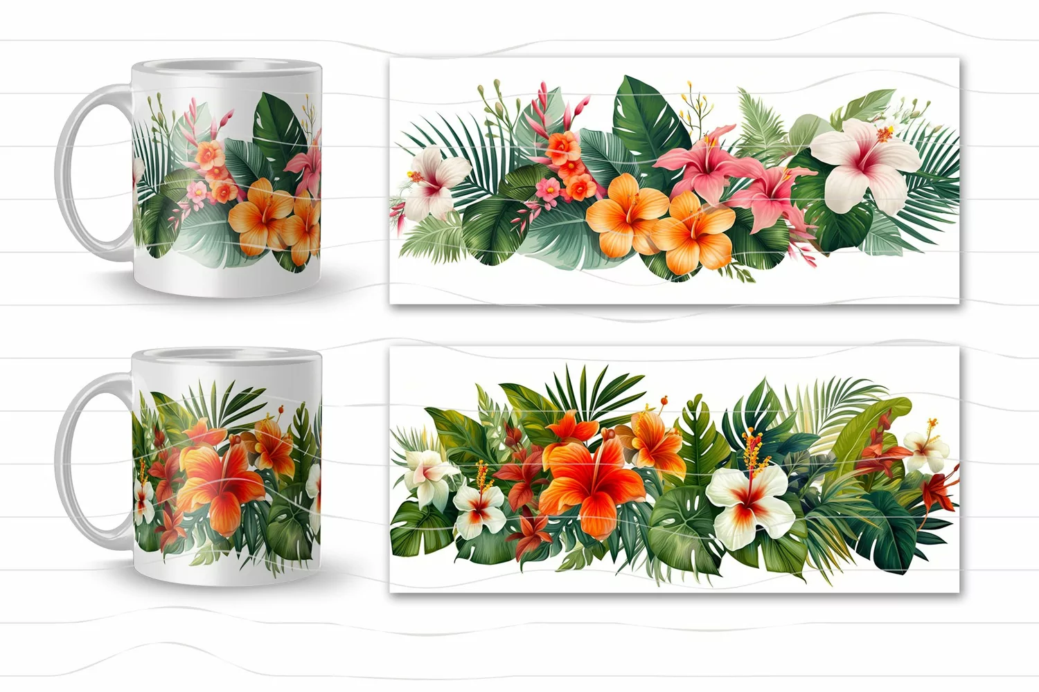 3D Flower Mug Wrap Png| Cricut Mug Press Sublimations Design product image 1