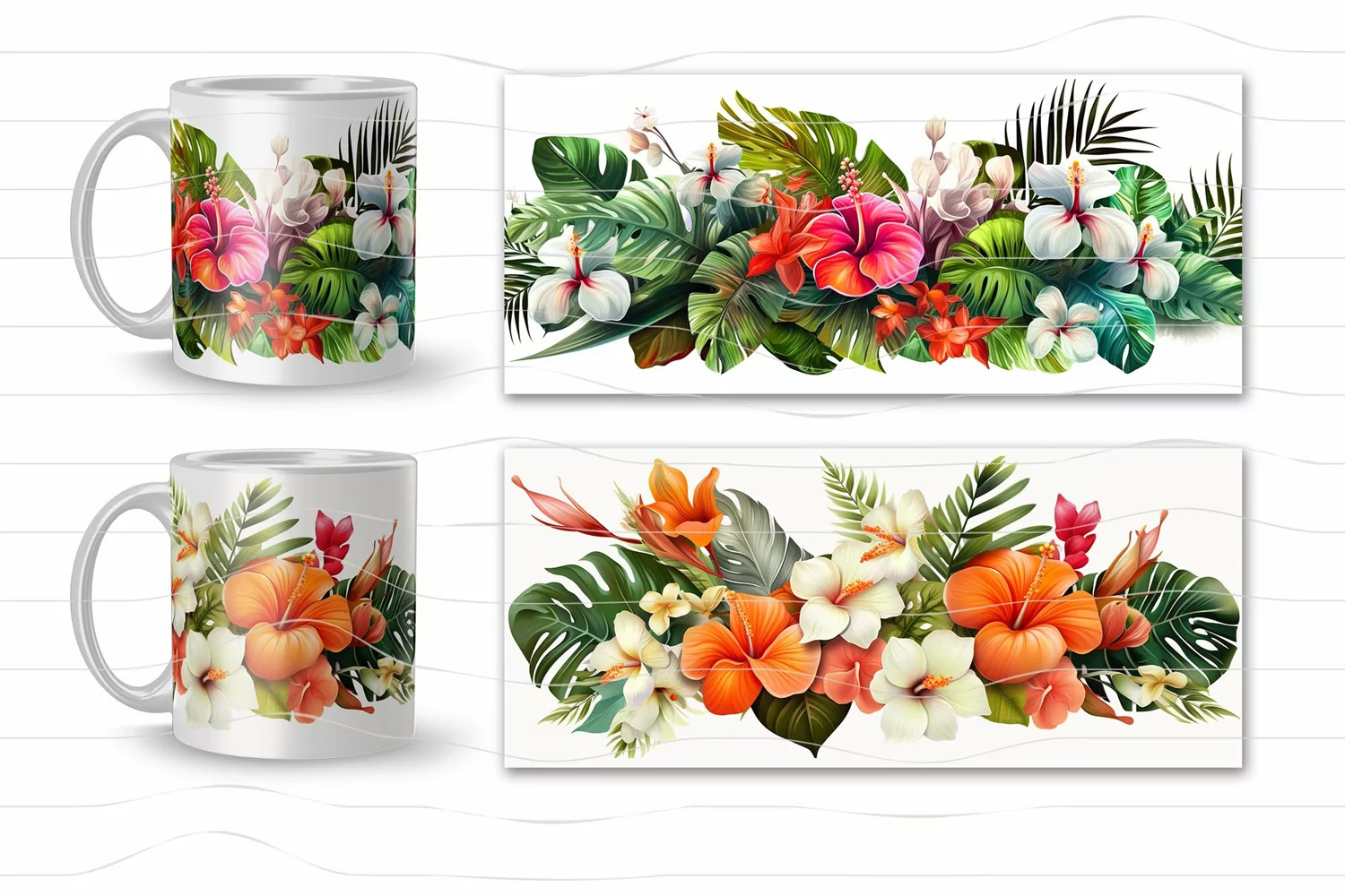 3D Flower Mug Wrap Png| Cricut Mug Press Sublimation Designs product image 1