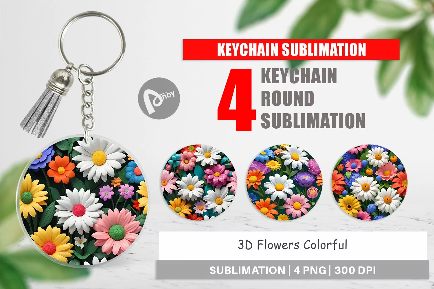 Keychain 3D Flowers Colorful product image 1