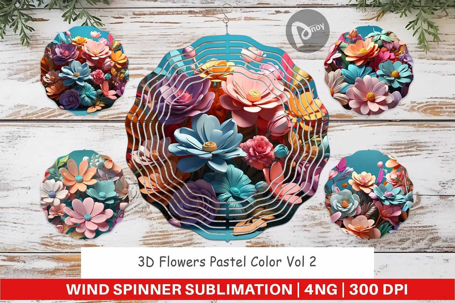 Wind Spinner 3D Flowers Pastel Color product image 1