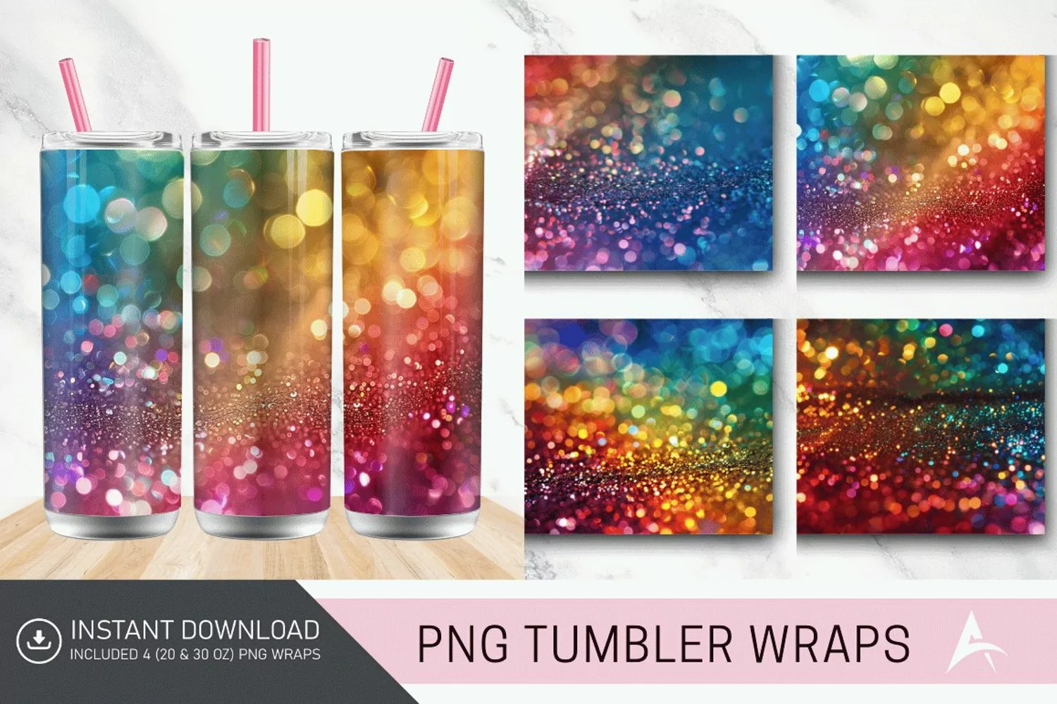 3D Glitter Colorful Tumbler Wrap product image 1