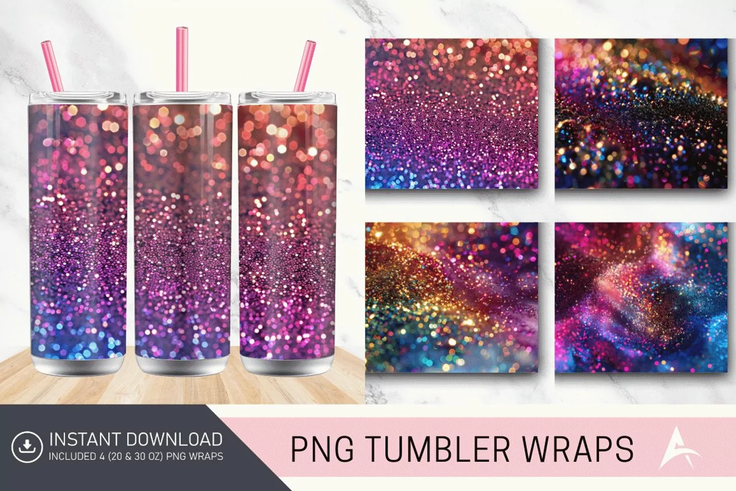 3D Glitter Colorful Tumbler Wrap product image 1