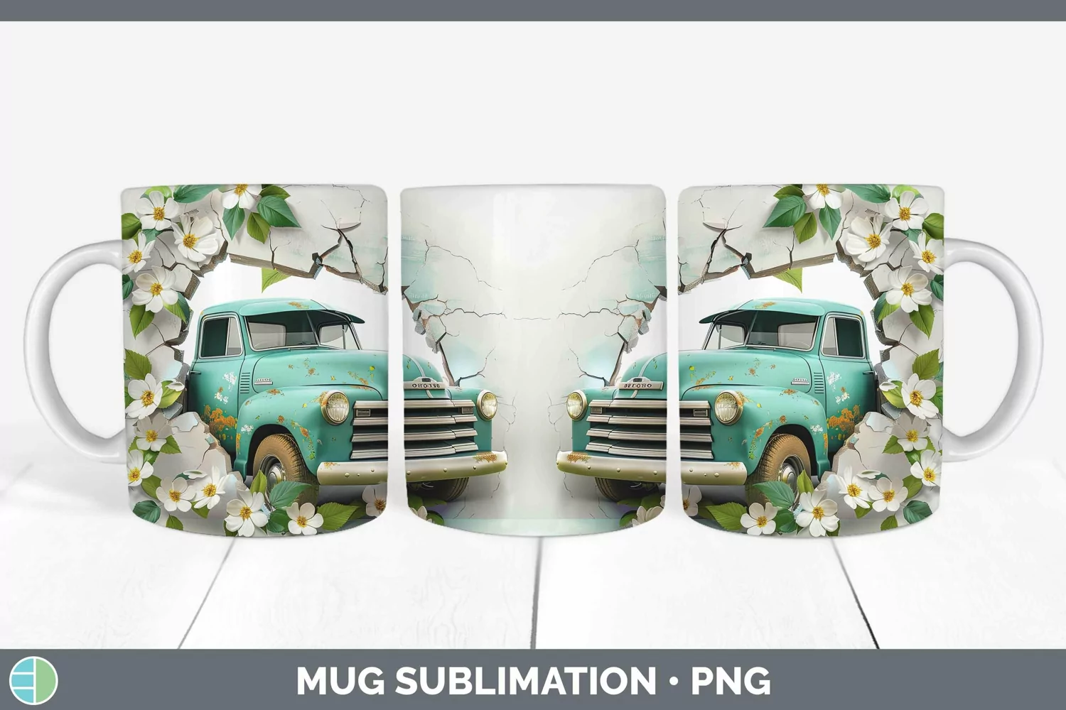 Gorgeous3D Hole in the Wall Mug Wrap design.