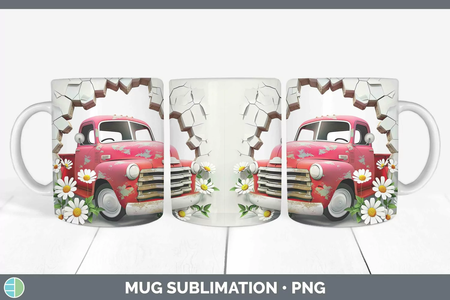Gorgeous3D Hole in the Wall Mug Wrap design.