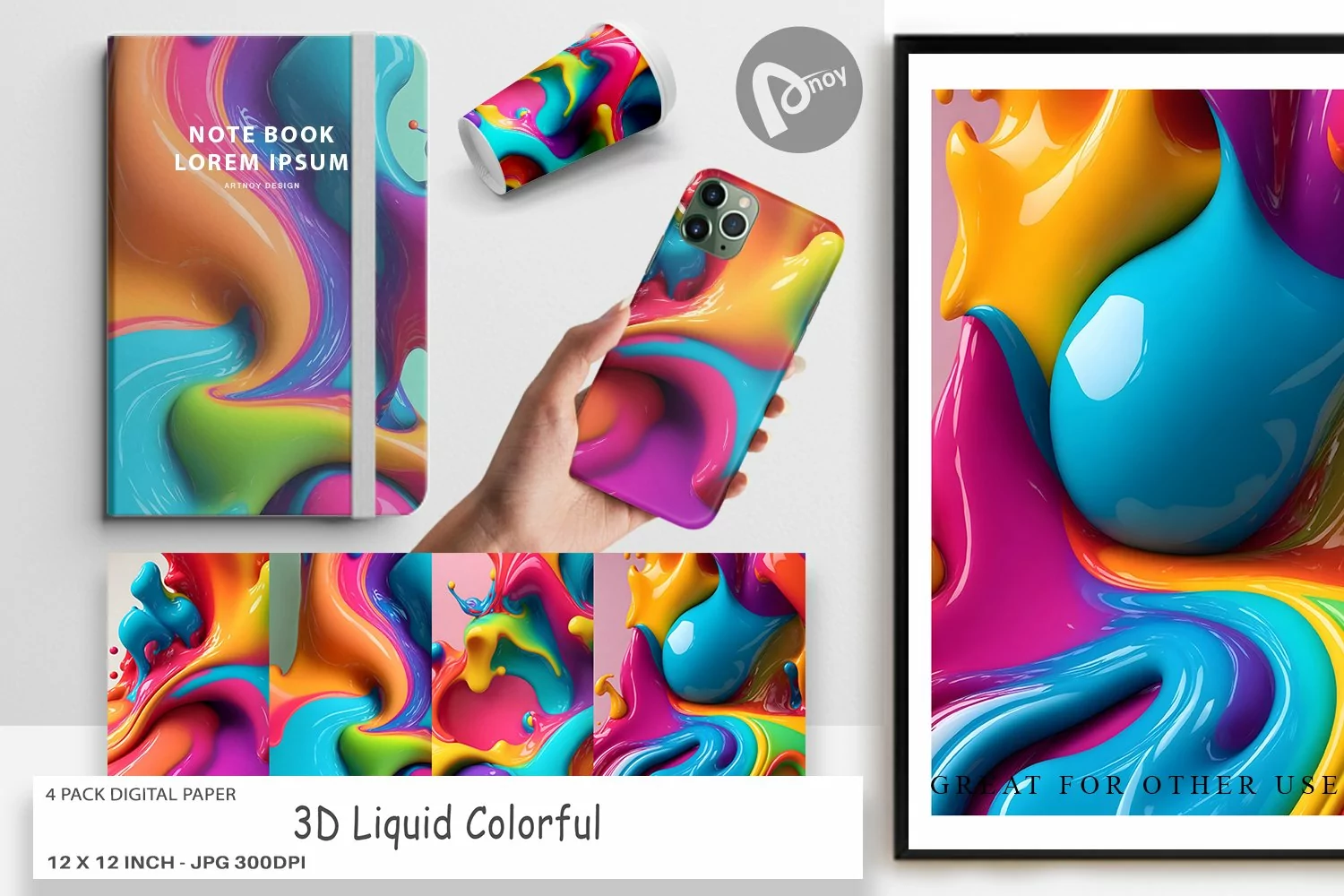 Digital Paper 3D Liquid Colorful product image 1