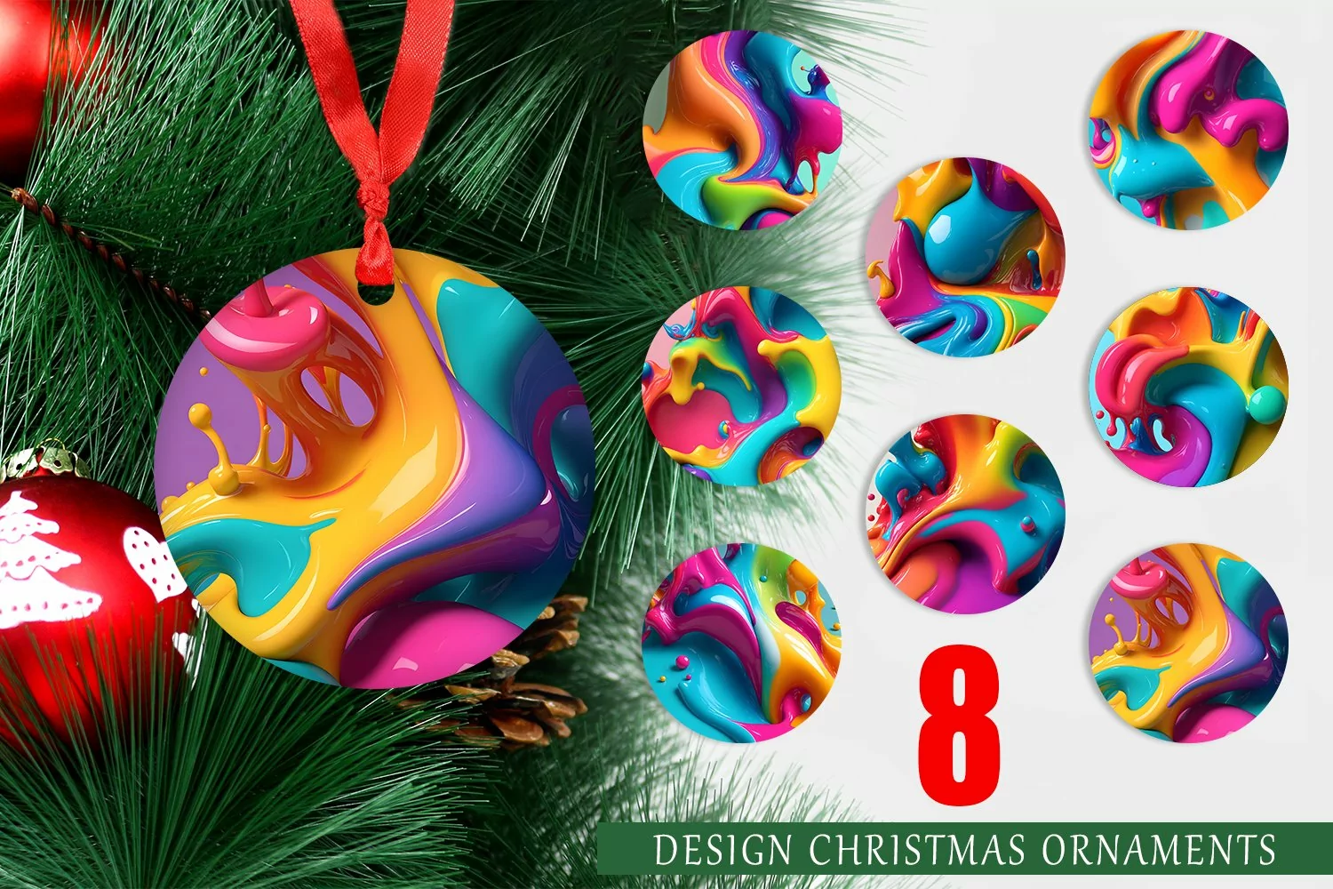 3D Liquid Colorful Christmas Ornaments product image 1