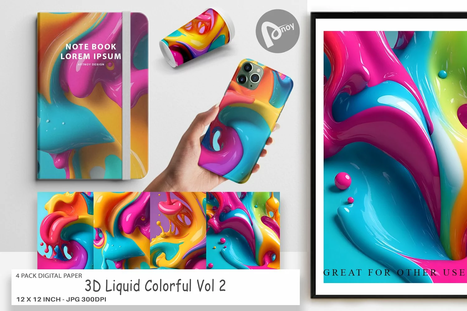 Digital Paper 3D Liquid Colorful product image 1