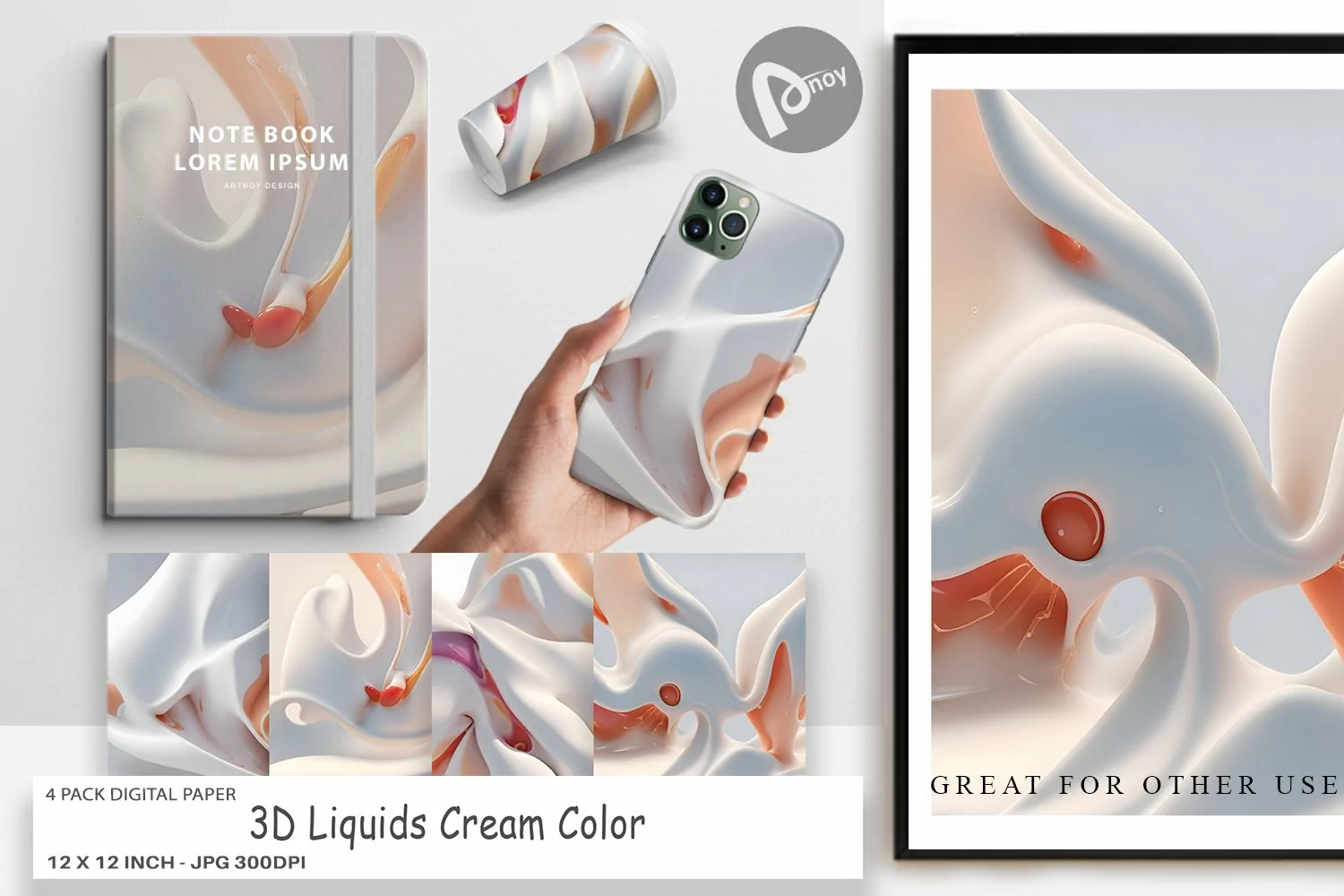 Digital Paper 3D Liquids Cream Color product image 1