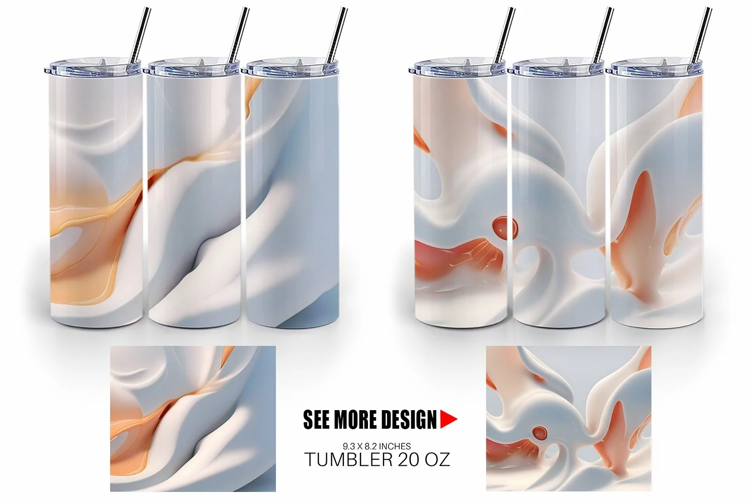 3D Liquids Cream Color | Tumbler Sublimation Wrap product image 1