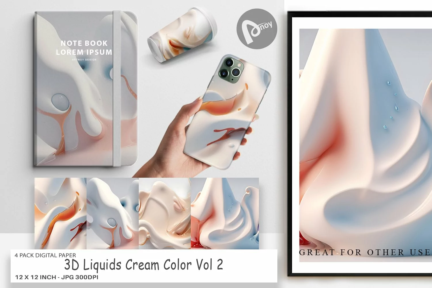 Digital Paper 3D Liquids Cream Color product image 1